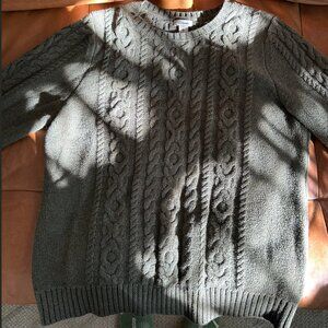 L.L. Bean Olive Cable Knit Wool Sweater